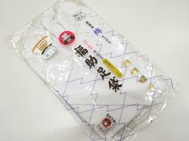 JAPANESE KIMONO / UNUSED FUKUSUKE WHITE TABI SOCKS (23.5 CM / 4-CLASP)
